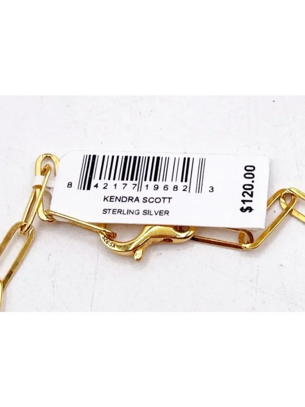 New Kendra Scott 925 Sterling Silver Vermeil Large Paperclip Chain Bracelet